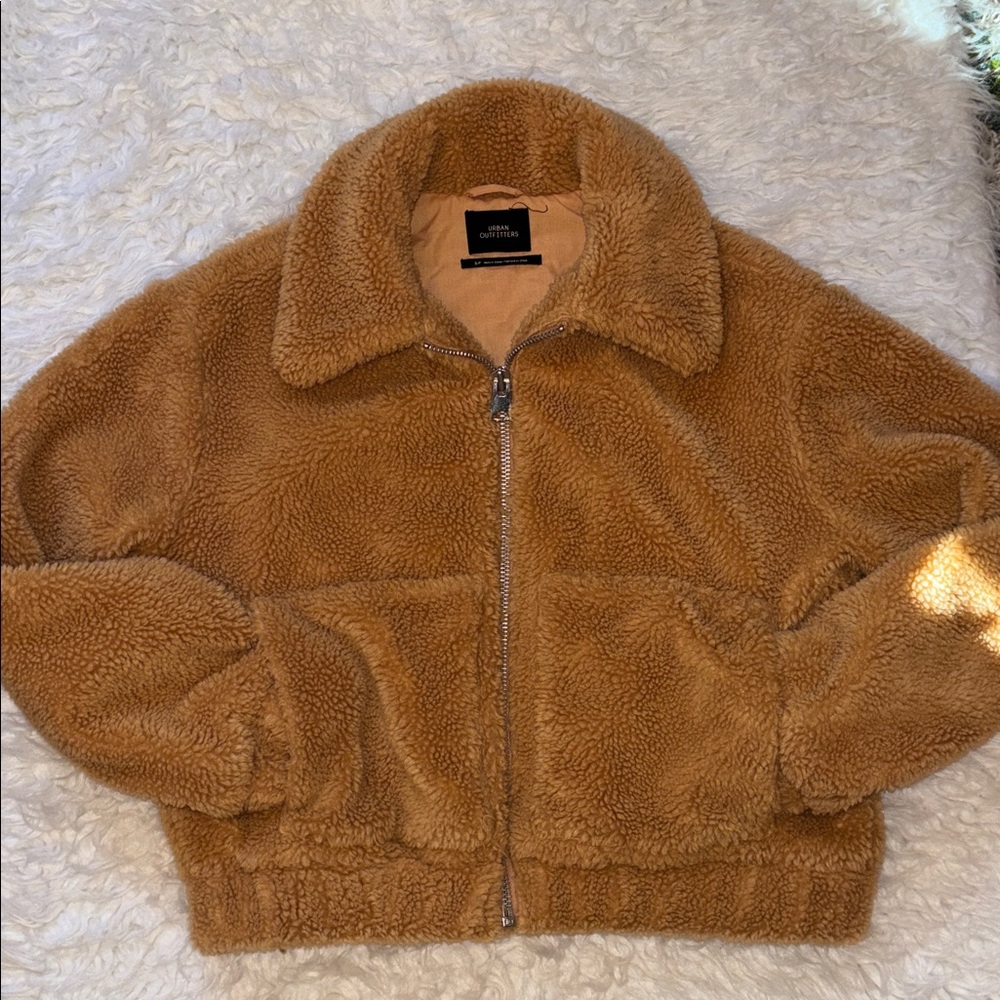 Urban Outfitters Teddy🧸 Crop Bomber Jacket, Size Small - Picture 4 of 16